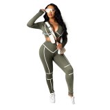 Women Long Sleeve Sexy Two Pcs One Set Tops With Bottom Pants Outfit Outfits K9695106