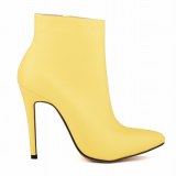 Women's Winter PU Ankle Basic Round Toe 11CM Thin Heels Boots 76910-45