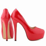 Women Sexy Wedding Party Round Toe Patent Leather 14CM Thin High Heels 8178-12