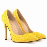 Women PU Rivet Patent Leather Pointed Toe 11CM High Heels 3023-12