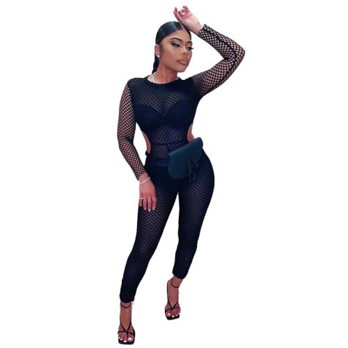 Women Mesh Hollow Out Long Sleeve Bodysuits Bodysuit Outfit Outfits K978394