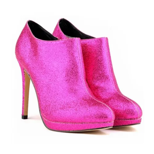 Women Faux Gitter Platform High Heels Boots 8067H-12