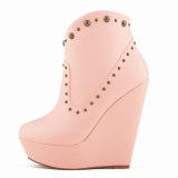 Women Autumn Fashion Rivets PU Leather Platform Pointed Toe Boots 51910-12