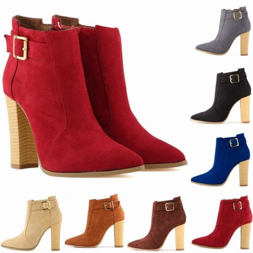 Women's Winter Flock Ankle Basic Pointed Toe Boots 7323-12