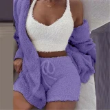 Women Long Sleeve Sleeveless Pajamas 3 Piece Sets