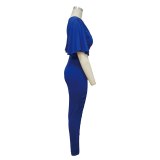 Women Sexy V-Neck Two pcs One Set Tops With Bottom Pants Outfit Outfits K972334