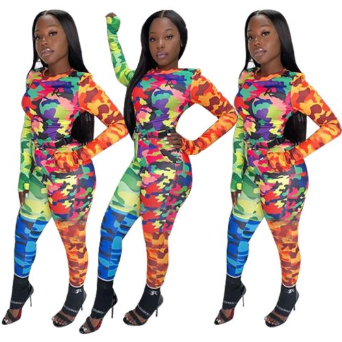 Women Camouflage Printing Tracksuits Tracksuit Outfit Outfits Jogging Suit Sports Suit K960213