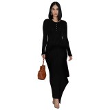 Women Long Sleeve High Crater Button Dresses 322132