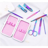 Private Label 8pcs Nail Clipper Set Gradient Stainless Steel