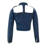 Women's Sexy Ripped Off-Shoulder Jeans Jacket Coats 97384