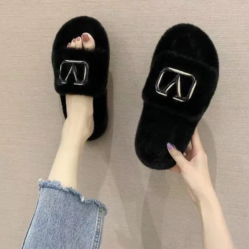 Women Winter Home Faux Fur Slippers Slides K1223