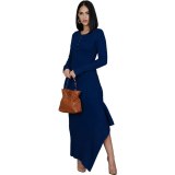 Women Long Sleeve High Crater Button Dresses 322132