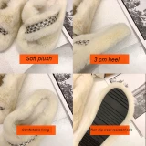 Fashion Winter Women Faux Fur Indoor Slippers C0718