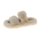 Women Open Toe Warm Plush House Fur Slippers C0314