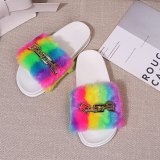 Fashion Rainbow Chain Flat Bottom Women's Slippers 72738
