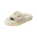 Women's Fashion Chain Buckle Flat Bottom Indoor Slippers C0819