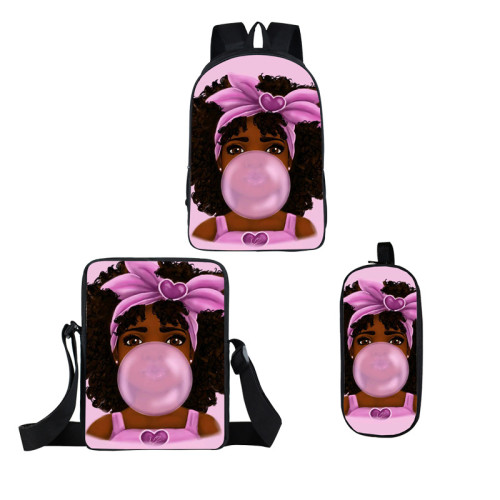 Black Girl Package Student Schoolbag Comfortable Backpacks