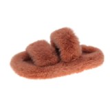Women Open Toe Warm Plush House Fur Slippers C0314