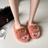 Women's Fashion Chain Buckle Flat Bottom Indoor Slippers C0819