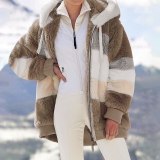Women's Autumn and Winter Loose Plush Hooded Jacket Coats 806071