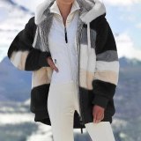 Women's Autumn and Winter Loose Plush Hooded Jacket Coats 806071