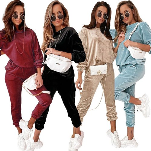 Women Autumn Fashion Two Pcs One Set Tops With Bottom Pants Outfit Outfits 170314