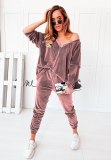 Women Autumn Winter Two Pcs One Set Tops With Bottom Pants Outfit Outfits 170213
