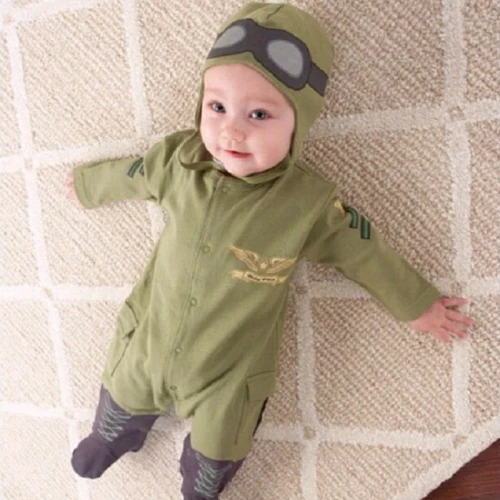 Spring Autumn Baby Rompers + Cap Boys Clothes Newborn Jumpsuits YZHY10516