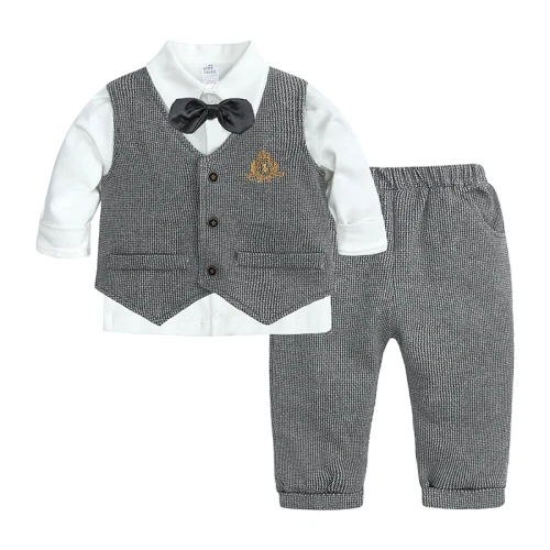 Newborn Boy Cotton Vest+ Long Sleeve Shirt + Pants Infant Clothes Casual Gift 3PCS YZTZ51122