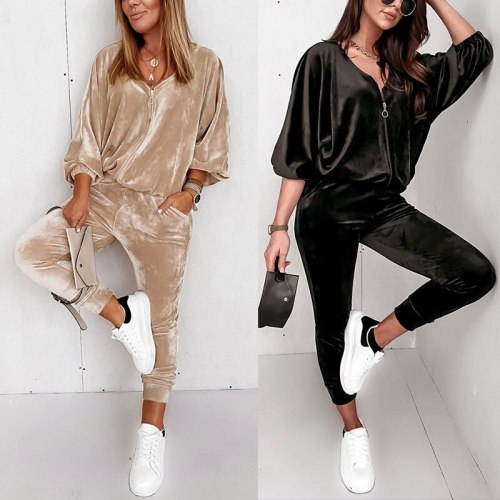 Autumn And Winter Women Two Pcs One Set Tops With Bottom Pants Outfit Outfits 170516