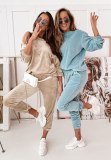 Women Autumn Fashion Two Pcs One Set Tops With Bottom Pants Outfit Outfits 170314