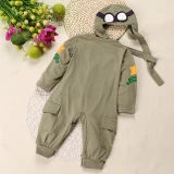 Spring Autumn Baby Rompers + Cap Boys Clothes Newborn Jumpsuits YZHY10516