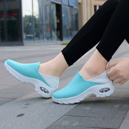 Women Light Fashion Breathable Mesh Platform Sneakers Flat Shoes 20314