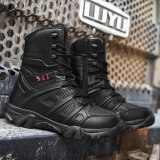 Black Comfort Zipper High Top Men's Hiking Tactical Boots 86778