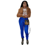 Women's Hollow Out High Waist Long PU Leather Pants XM612031
