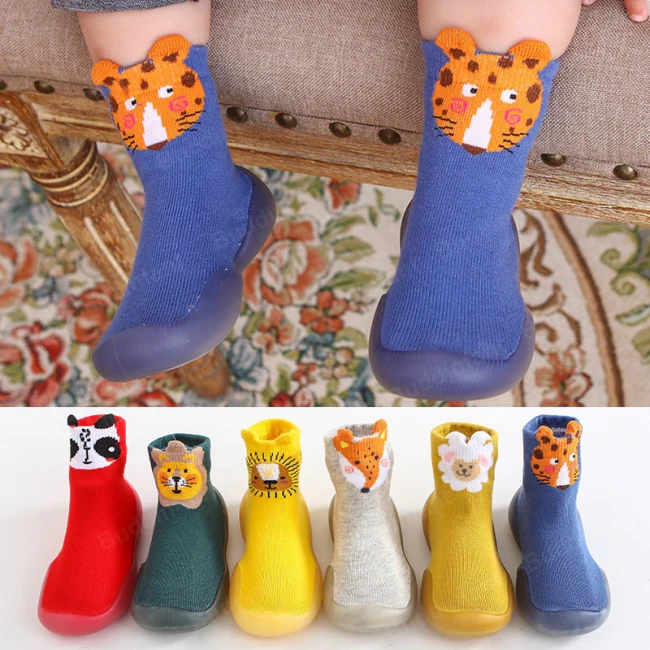 Fashion Toddler With Rubber Soles Sole Animals Fox Socks Shoes