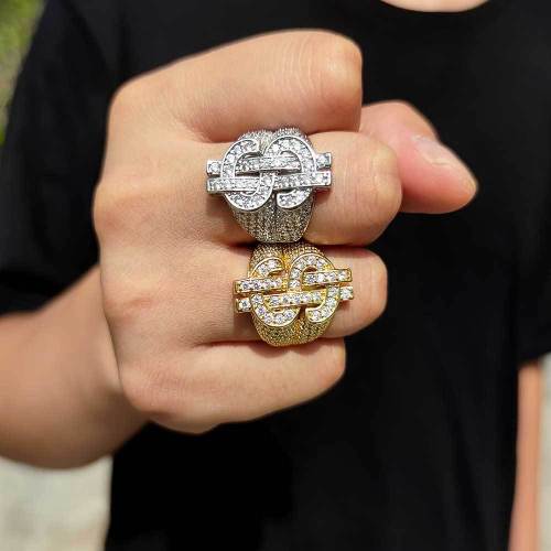 Men Hip-Hop Micro-Inlaid Zircon Ring Full Diamond Hollow Finger Rings