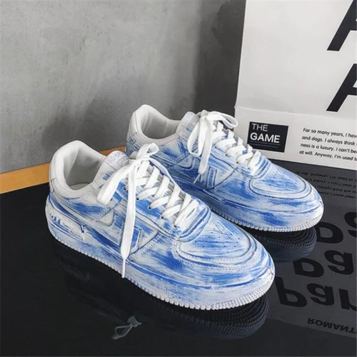 Fashion Men White Tennis Canvas Slip On Sneakers 0123-56
