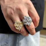 Men Hip-Hop Micro-Inlaid Zircon Ring Full Diamond Hollow Finger Rings