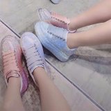 Women's Platform Round Toe Mixed Colors Crystal Sneakers 190632394117081