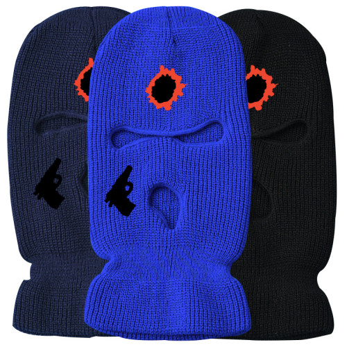 Autumn and Winter Ski Knitted Embroidered Three-Hole Hats