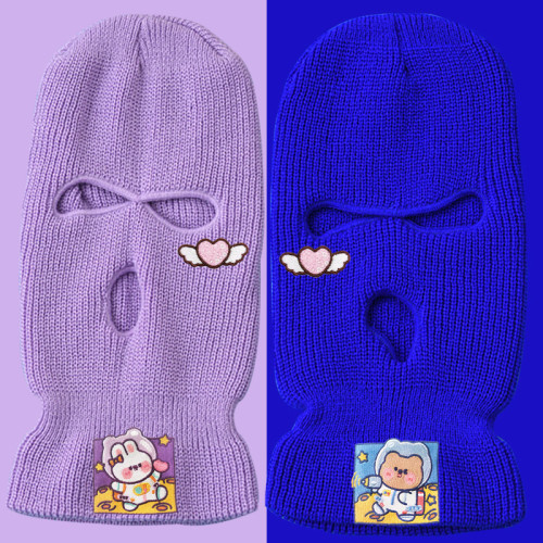 Autumn and Winter New Ski Knitted Lovers Style Embroidered Three-Hole Hats