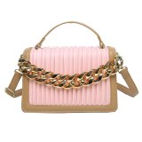 New French Solid Color Chain Fold Portable Handbags 88-929310