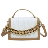 New French Solid Color Chain Fold Portable Handbags 88-929310