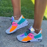 Women Fashion Lace Up Multicolor Round Toe Sneakers A20314