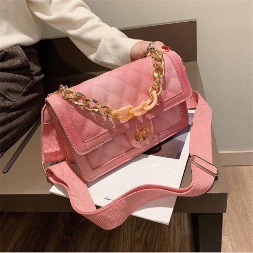 Women Gradient Color Wide Shoulder Strap Retro PU Handbags 134-06069710