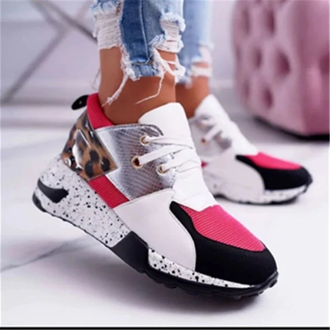 Women Fashion Lace Up Multicolor Round Toe Sneakers A20314