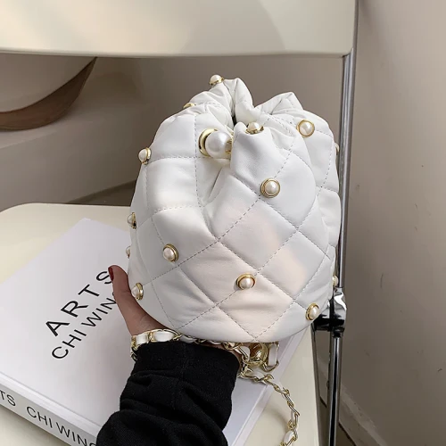 Fashion Chain Messenger Pearl Bucket Handbags 110-72031