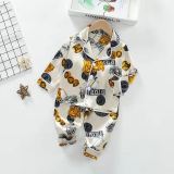 Children's Single-Breasted Two Pieces Ice Silk Pajamas