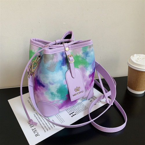 Fashion Trendy Smudged Color Bucket Shoulder Handbags 36-316778